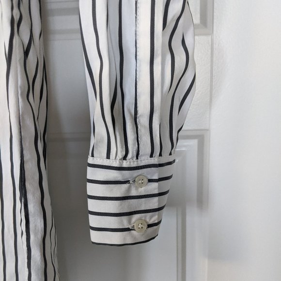 Zara Long Oversized Striped Button Down Blouse - Picture 3 of 8